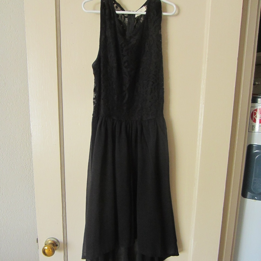 Tobi black high low lace dress